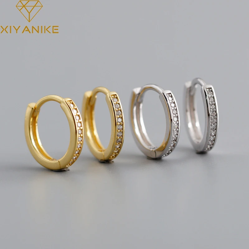 

Goldria 925 Sterling Silver New Hot Sale Round Zircon Hoop Rarrings Female Fashion Simple Personality Elegant Classic Jewelry