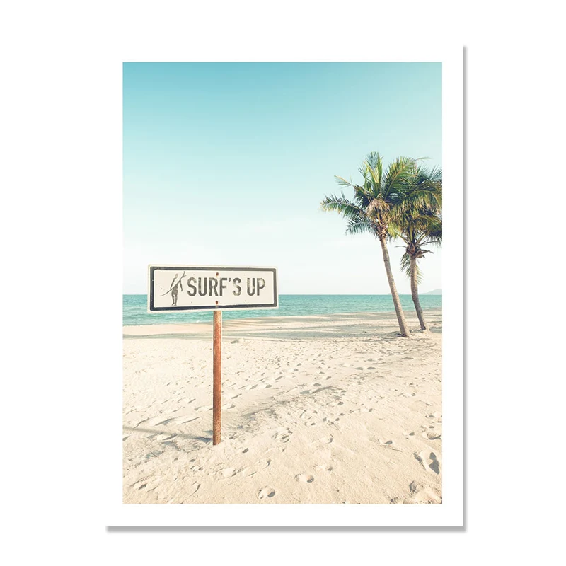 Прибой скандинавский плакат Холст Картина кокосовое дерево квадрат настенные