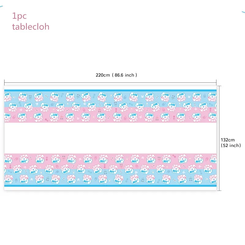 1pc tablecloth Показ пола украшение для вечеринки поставки одноразовая посуда набор розовый/синий мальчик или девочка бумажные тарелки и стаканы для DIY украшения для детского душа - Цвет: 1pc tablecloth
