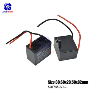 Двухжильный конденсатор для двигателя вентилятора кондиционера, 450 в переменного тока, 5 мкФ,  5%, емкость 5060 Гц, diymore CBB61