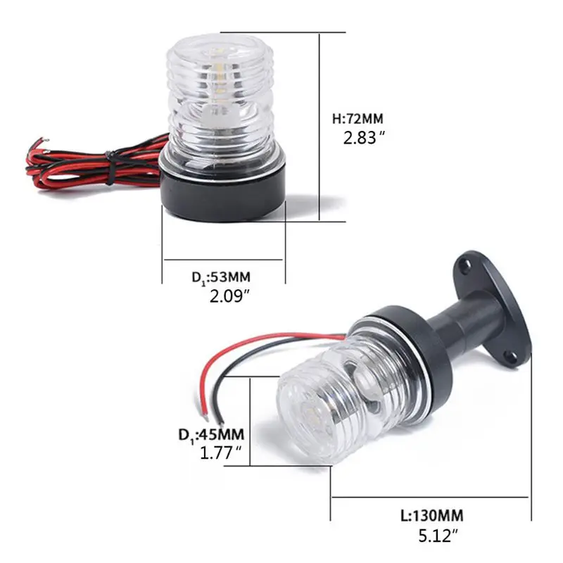 

Светодиодный светильник для навигации, 12 В, для морской лодки, кормовой, якорный светильник, Круглый, 360 градусов, светильник для парусной ло...