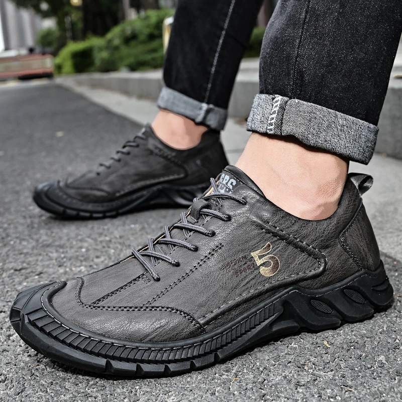 Murah Sepatu Bot Kasual Bisnis Lembut Jahitan Tangan Antik Renda Sheos Fashion Pria Sepatu Oxford Flat Kulit Asli Sepatu Pria