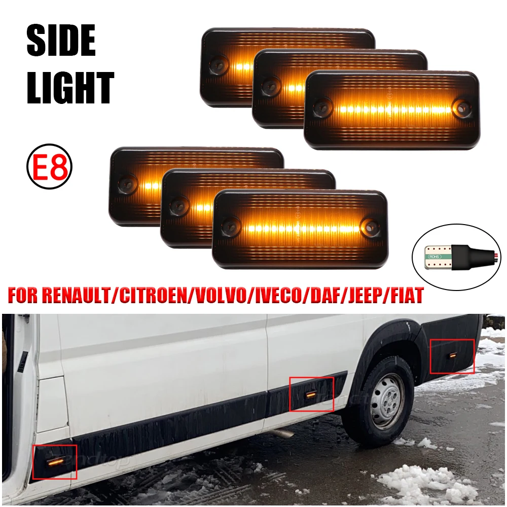 

6pcs LED Turn Signal Light Side Marker Lamp Car Styling For Iveco Fiat Ducato Citroen Relay Peugeot Boxer Renault VOLVO