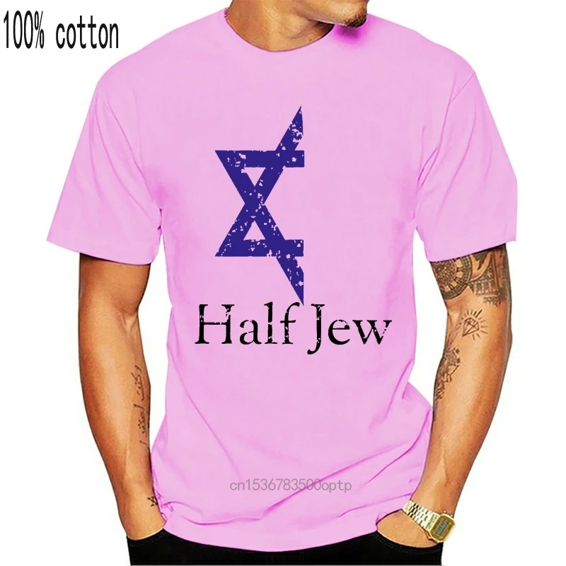 

Мужская футболка наполовину с изображением еврея-наполовину голубая звезда Давида-забавная футболка с изображением еврейской гордости но...