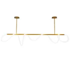 Минималистская линия Светодиодная лента ресторанная люстра нордический современный минималистичный дизайнерский теплый потолочный светильник черный алюминиевый заводской кулон