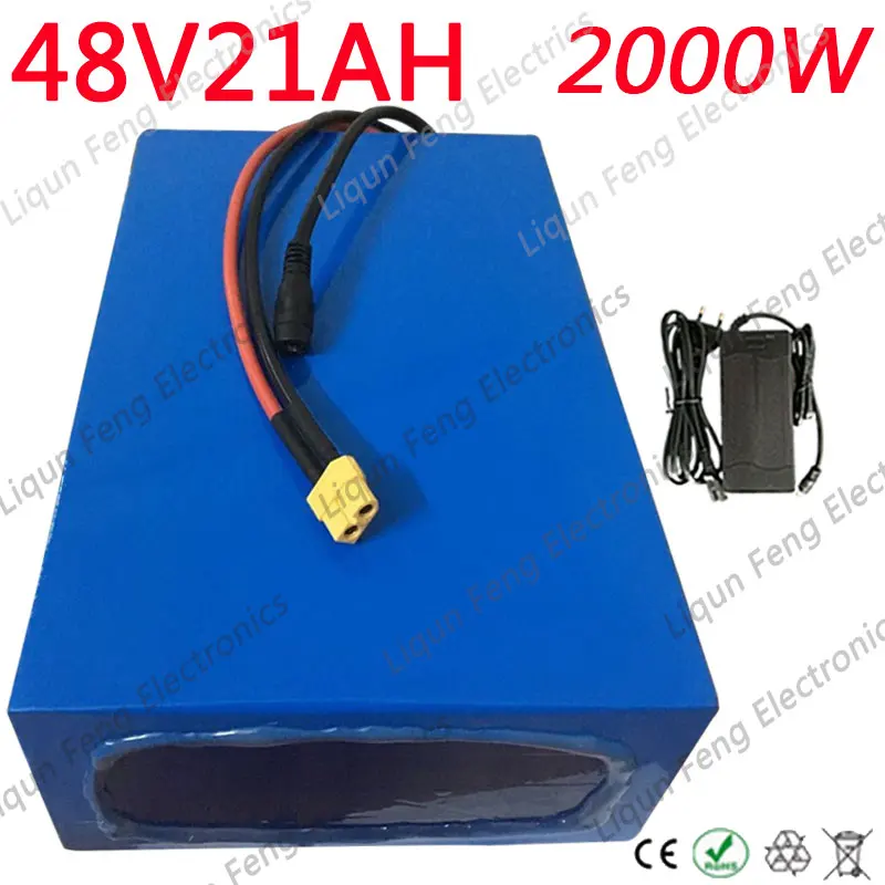 48V Батарея пакет 20Ah 18Ah 16Ah 15Ah 13Ah 12Ah 10Ah литий 2000W 1500W 1000W 750W 500 ваттовый мотовелосипед