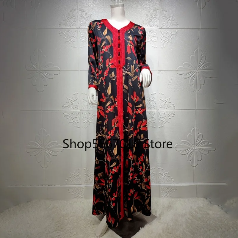 Abaya Turkey Malaysia Long Kaftan Hijab Dress Bohemian Floral Kimono Muslim Fashion Ladies Clothes Djellaba Femme Marocaine