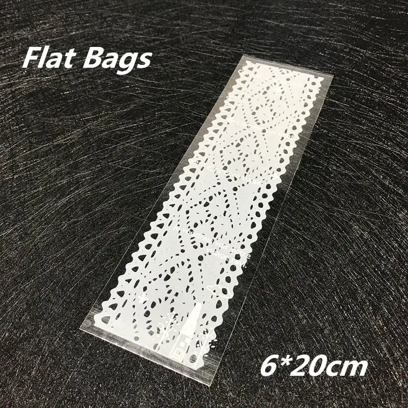 Flat Lace 6x20cm LBSISI Life, 100 шт, печенье в виде пальцев, пакеты для печенья, белое кружево, длинный пластиковый подарок, сделай сам, крафт-карта, упаковка для капкейков, самоклеющаяся сумка - Цвет: Flat Lace 6x20cm