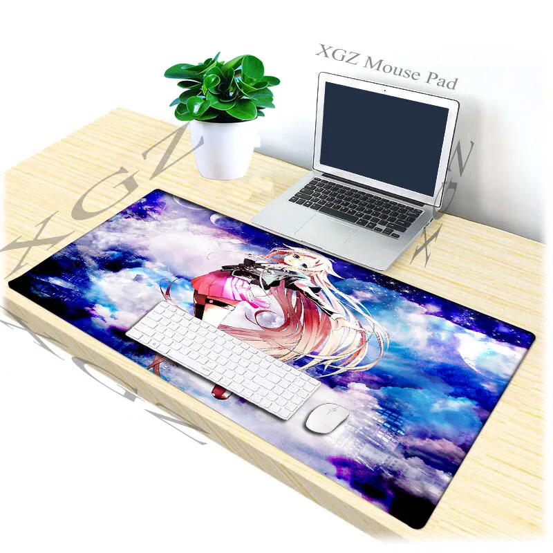 Большой коврик для мыши XGZ с аниме девушкой красивый черный домашнего компьютера
