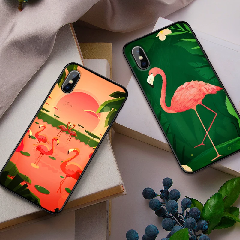 Тропический фламинго для iPhone 6 6S 7 8 Plus X XS XR Max 5 5S TPU Мягкий защитный чехол телефона |