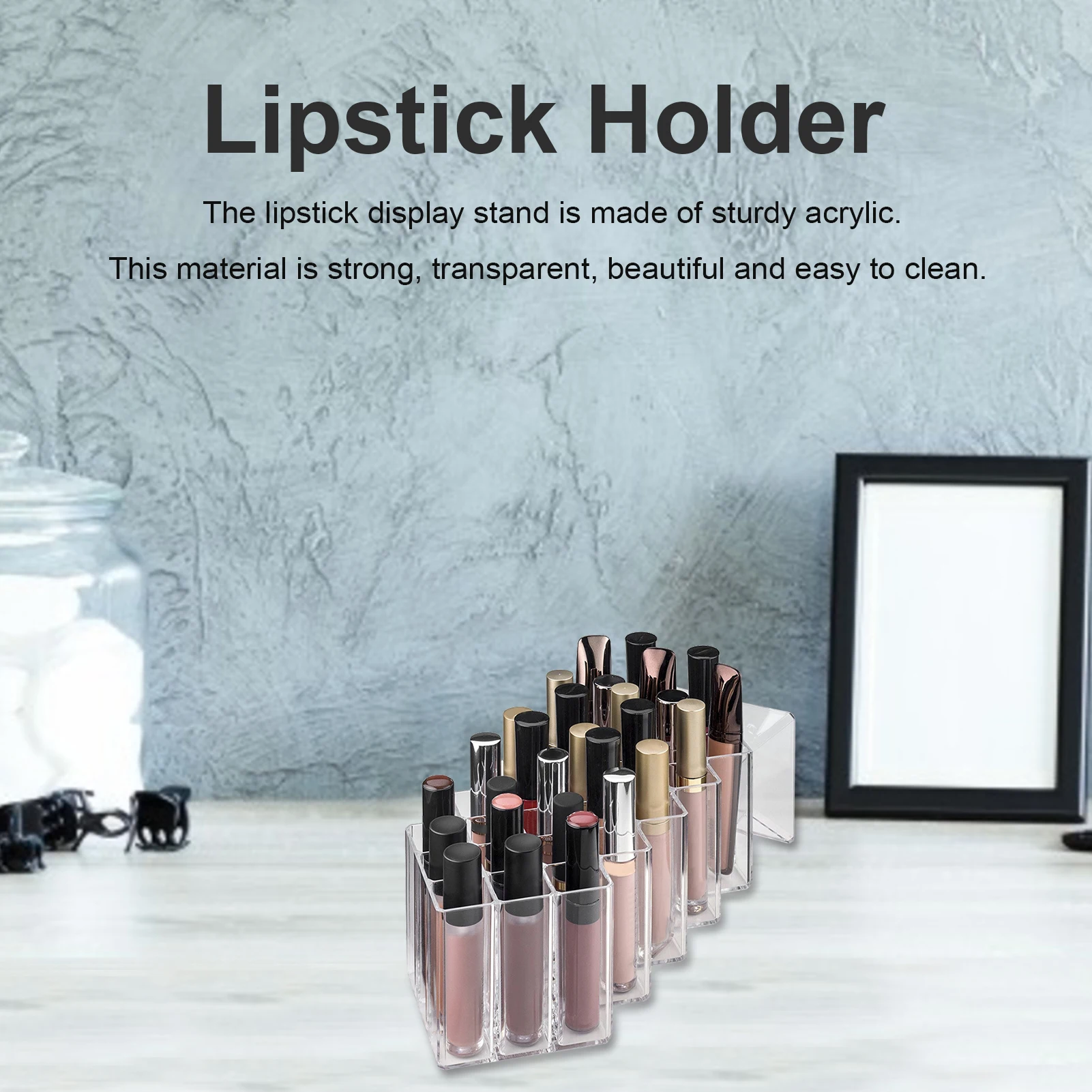 

Lipstick Holder Organizer 28 Grids Cosmetic Lipstick Jewelry Box Case Lipstick Storage Box Makeup Organizer Storage Case Stand
