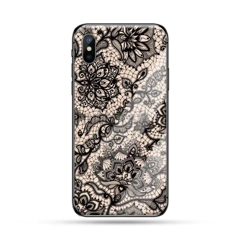 

Lace Flower sexy fashion girl pattern luxury Anti-fall Phone Case Tempered glass For iphone 5C 6 6S 7 8 plus X XS XR 11 PRO MAX