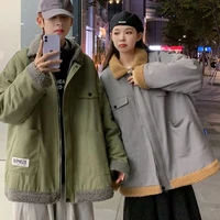 winter cargo jacket mens korean lamb fur jacket men fashion loose casual jacket mens streetwear thick warm cotton jacket m 5xl