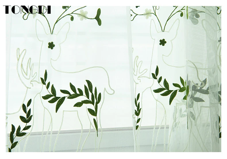 Элегантная прозрачная белая Тюлевая занавеска TONGDI с изображением оленя