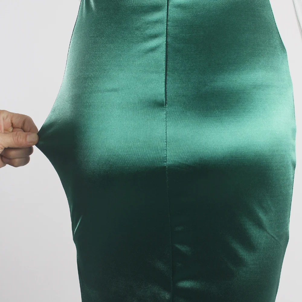 

Pleated Square Neckline Stretch Satin Summer Dress Spaghetti straps Sleeveless High Split Evening Party Dress Burgundy Green