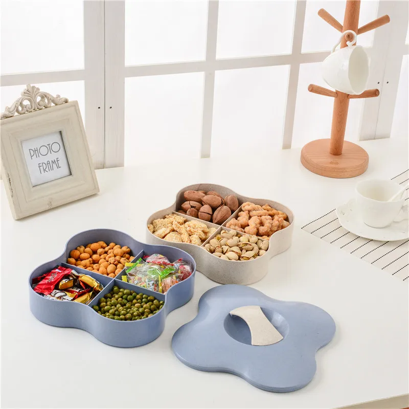 Двухслойная пластиковая коробка для конфет закусок четырехлистный клевер