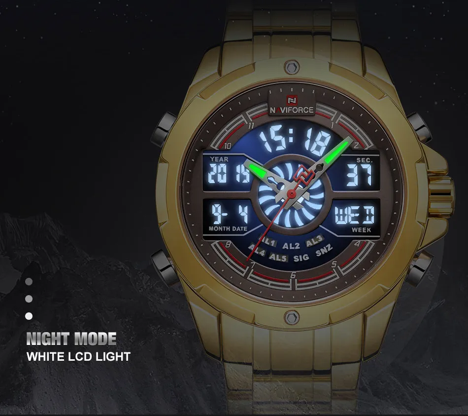 Часы NAVIFORCE мужские армейские спортивные светодиодный цифровые кварцевые