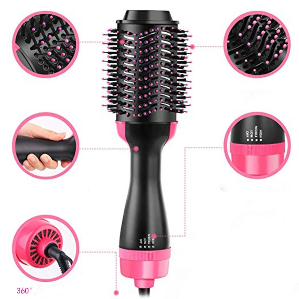 

1200W Hair Dryer Air Brush and Volumizer Hair Straightener Curler Comb Roller Electric Ion Blow Dryer Brush cepillo alisador