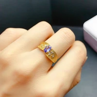 kjjeaxcmy fine jewelry 925 sterling silver inlaid natural tanzanite womens exquisite and popular adjustable gem ring support de