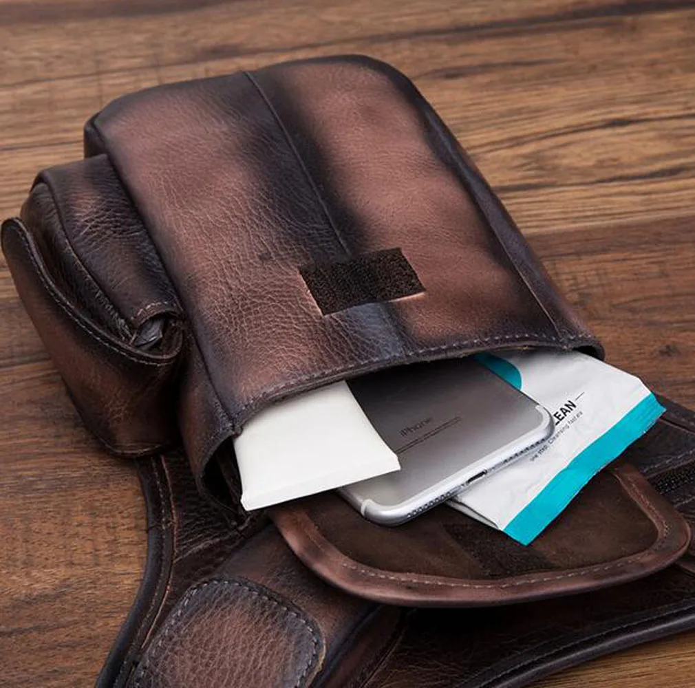 Мужская поясная сумка Crazy Horse/с воском из натуральной кожи винтажный тренд