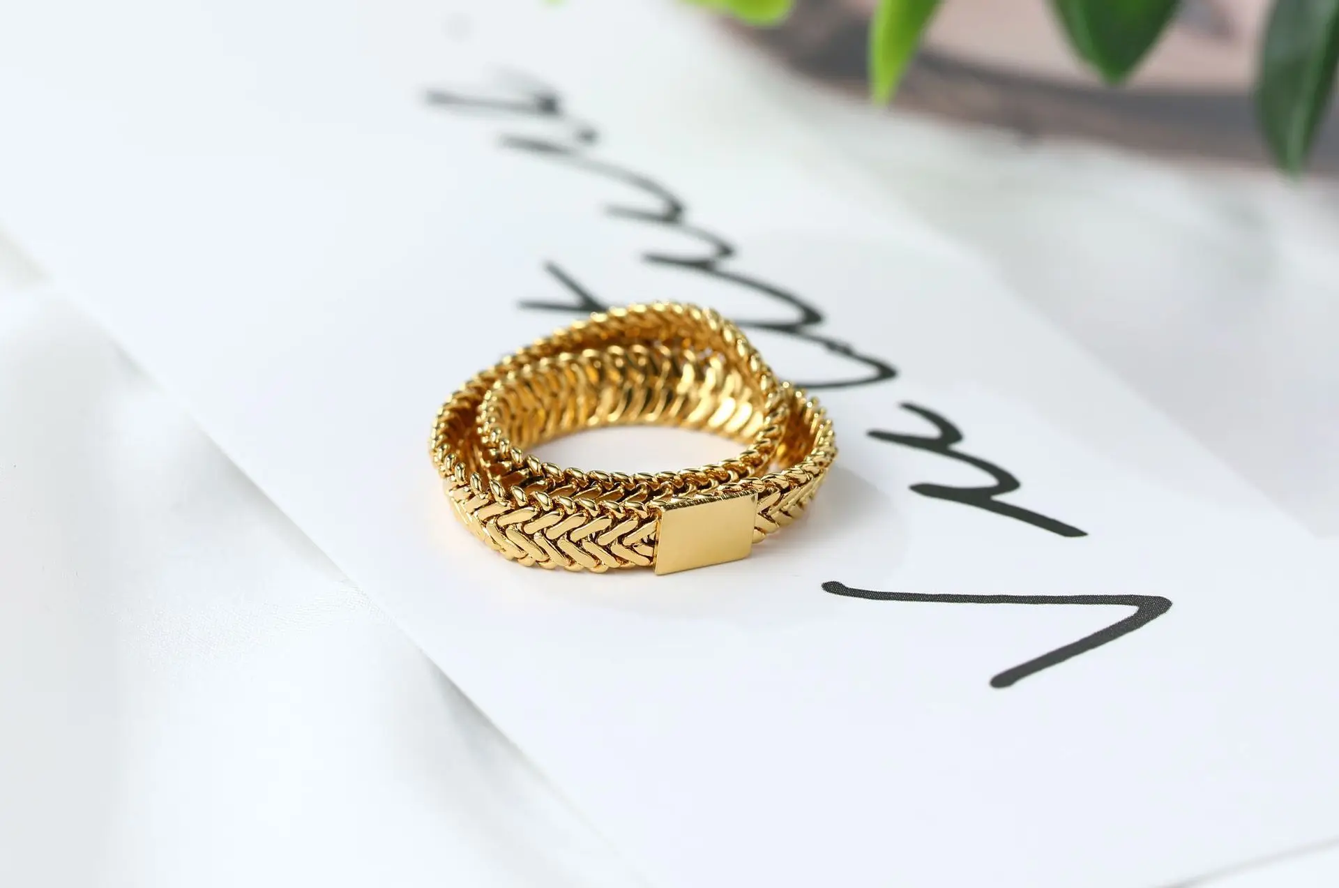 Модное простое многослойное кольцо со змеиной костью мягкая цепочка