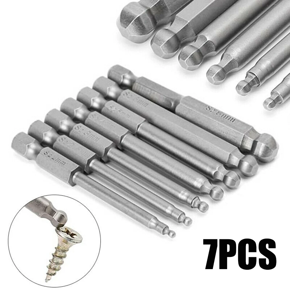 

Assembly Hex Screwdriver Bits Parts 7 Pcs Magnetic Ball End Hexagon Head