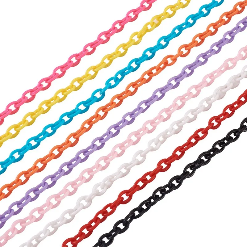 

9strands ABS Plastic Cable Chains Close Link Chain Oval Mixed Color for Jewelry Making DIY Bracelet Necklace Accessories 38~39cm