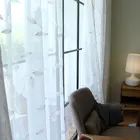 Белая Тюлевая занавеска на окна с вышивкой листьев, для гостиной, прозрачная вуаль, занавеска для спальни, кухни, занавески, занавески, на заказ