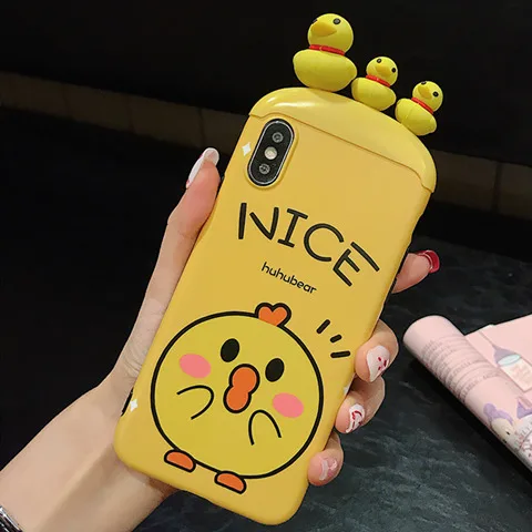 style C Забавный мультяшный стереоскопический маленький желтый утенок розовый поросенок чехол для телефона для iPhone XR XS MAX X 7 8 6 6splus красивые куклы игрушки чехол - Цвет: style C