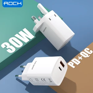 rock 30w pd type c charger quick charge 4 0 for poco f3 dual usb phone charger fast charging for iphone 13 12 pro max samsung lg free global shipping