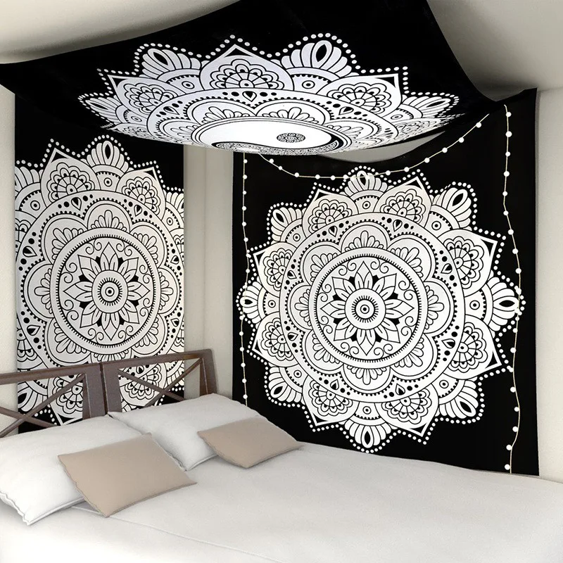 Черно-белый гобелен настенное пляжное полотенце с животными украшение для дома |