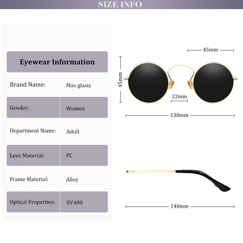 Мужские и женские классические поляризационные Круглые Солнцезащитные очки MAX