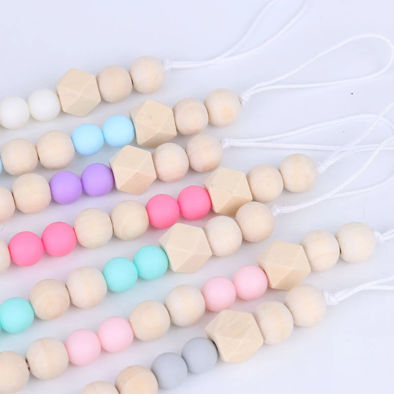 1 Pcs Wooden Baby Toy Gift Pacifier Clip Chian Holder Bead Teether for Chew Rattles Mobiles Newborn | Игрушки и хобби