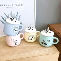 panda unique mugs termico coffee cups anime cartoon ceramic cup with cover child original breakfast beautiful canecas drinkware
