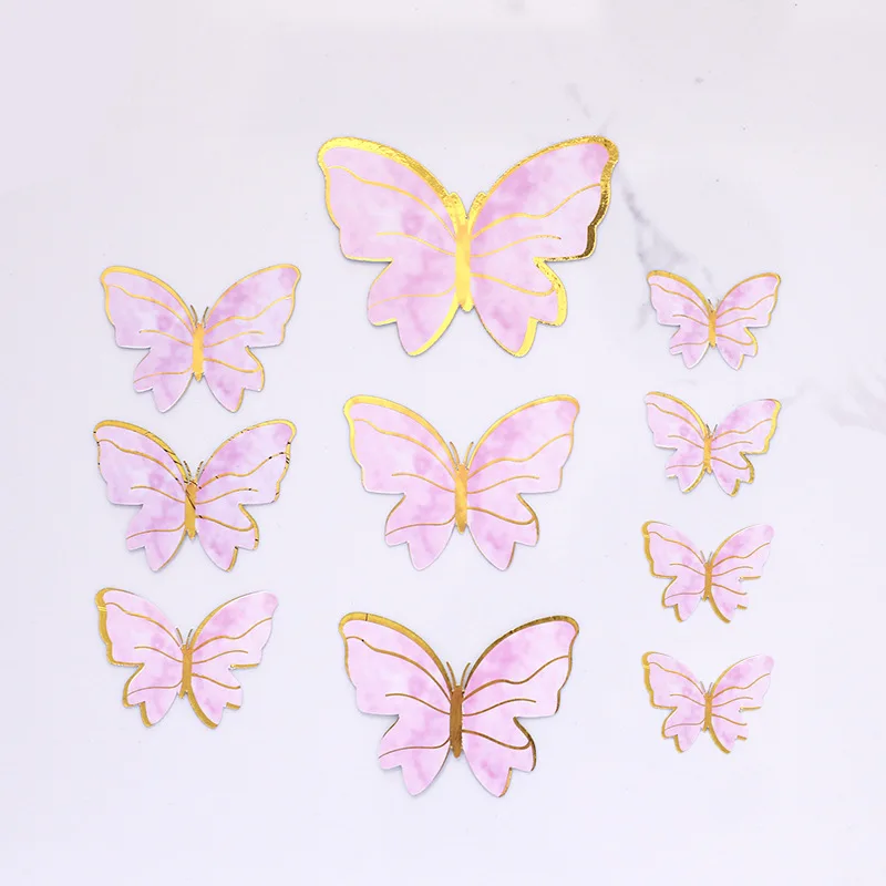 

Happy Birthday Cake Topper Ins Butterfly Wedding Pink Birthday party Dessert decoration for Baby shower Baking supplies