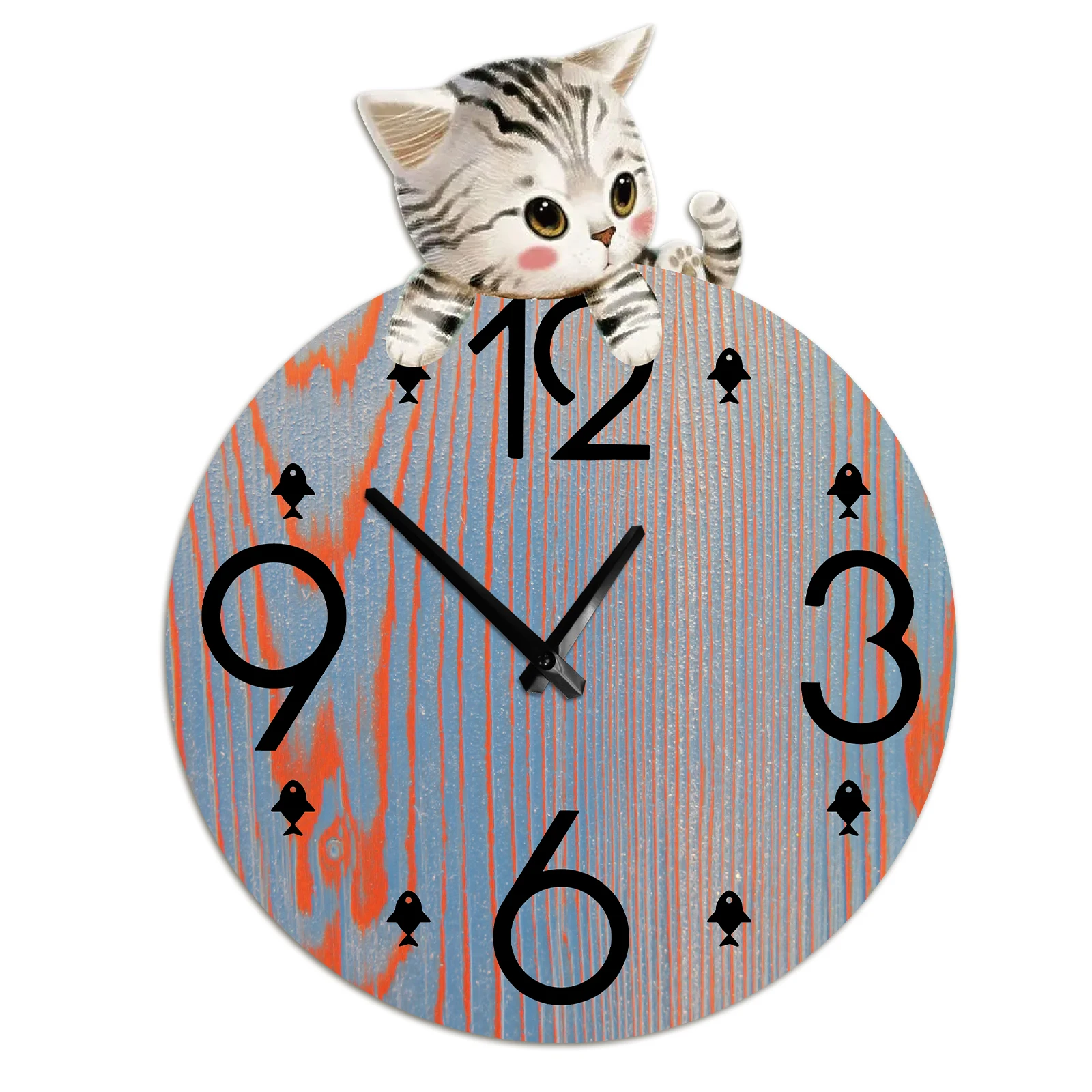 

Wall Clock Non Ticking Silent Cut Cat Decorative Clocks for Classroom Bedroom Office Living Room Kitchen Bathroom Decor 12 Inch