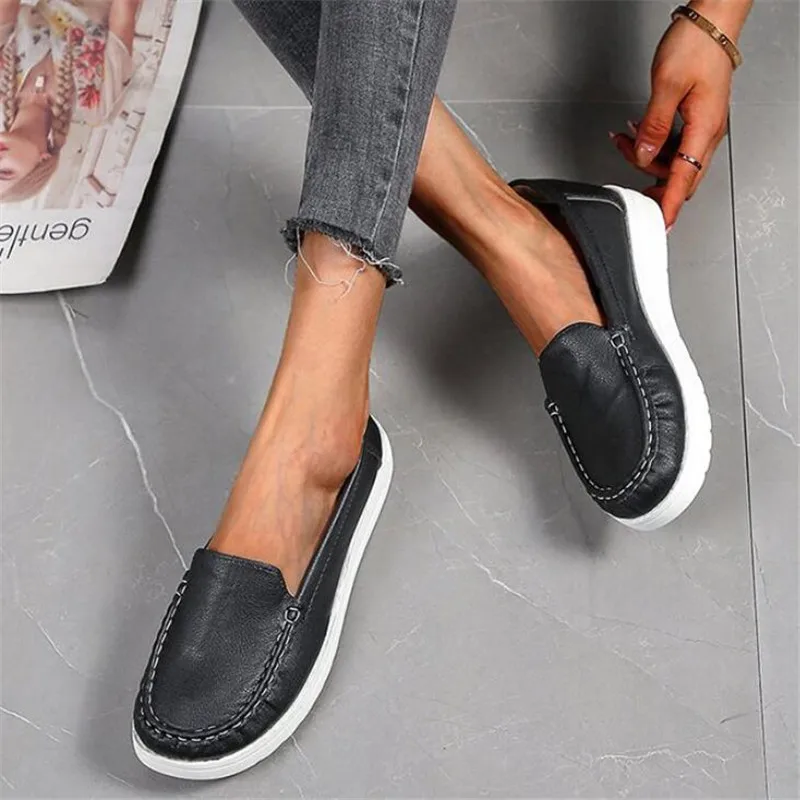 

Large size spring autumn new women's shoes shallow mouth breathable low-top solid color round toe casual foot lazy shoes women