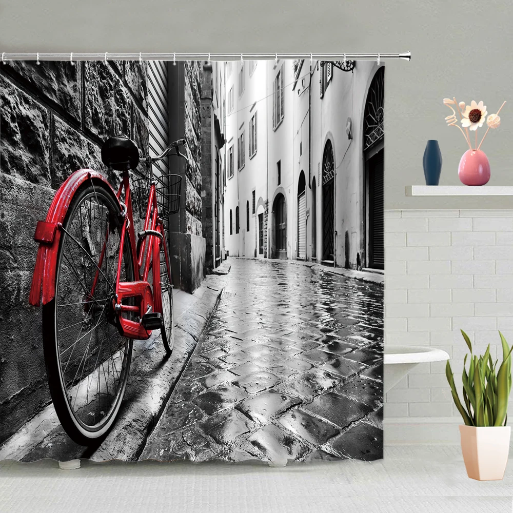 car shower curtain motorcycle mountain highway scenery bathroom accessories set wall hanging curtains bathtub screen home decor free global shipping