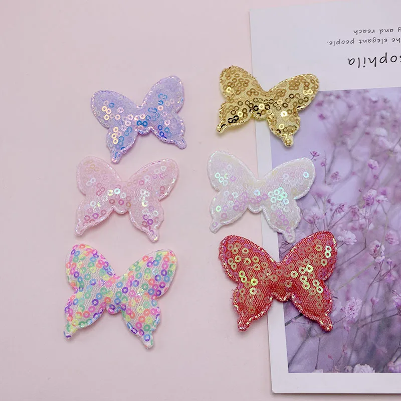 

30Pcs 4.Glitter Sequins Butterfly Padded Appliques for Baby's Hair Clip Headwear Crafts Decoration Accessories Wholesale
