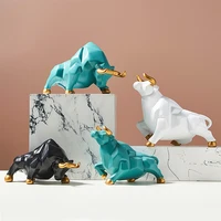 nordic resin cattle shape ornaments home desktop decorations porcelain animal figurine bull miniatures home decor animal model