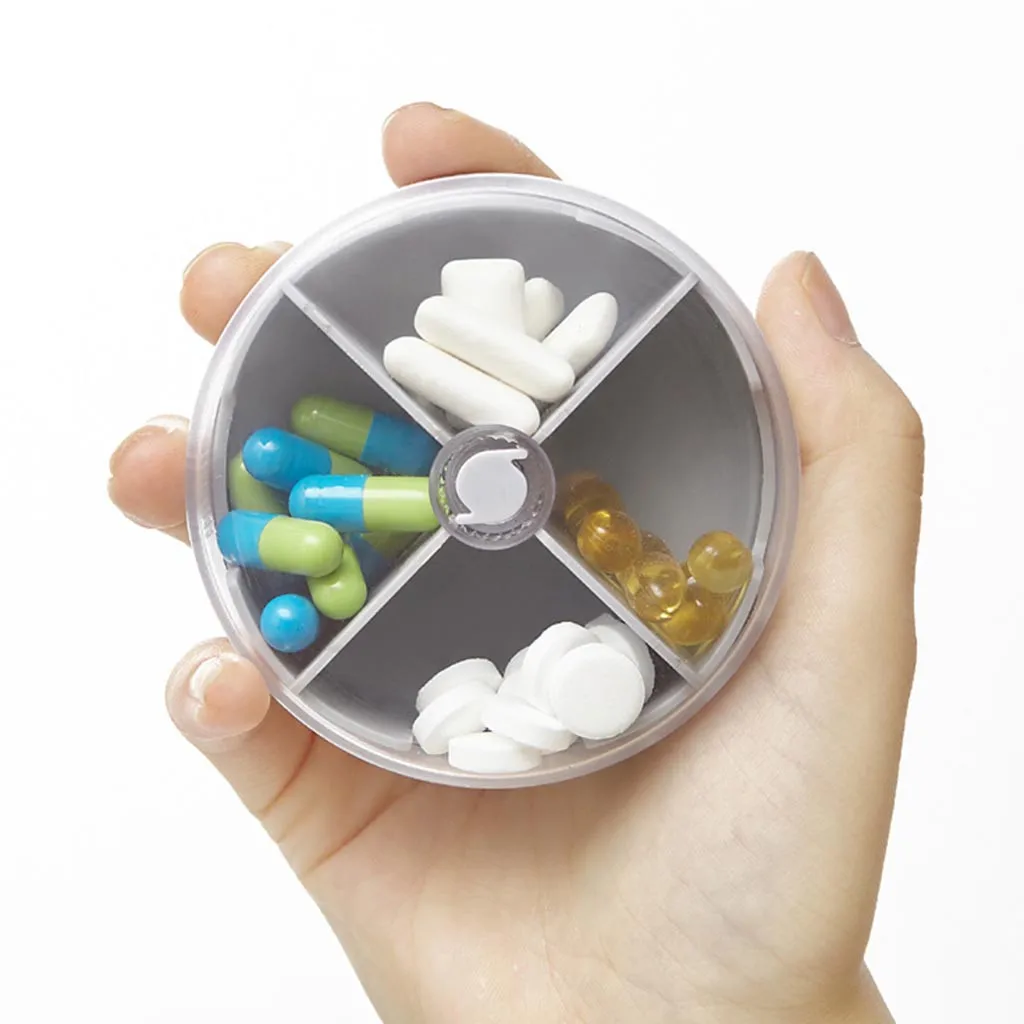 Portable 4 Grids Multi-Divided Transparent Drug Tablet Medicine Storage Holder Mini Pill Container Box Sealed Dustproof | Дом и сад