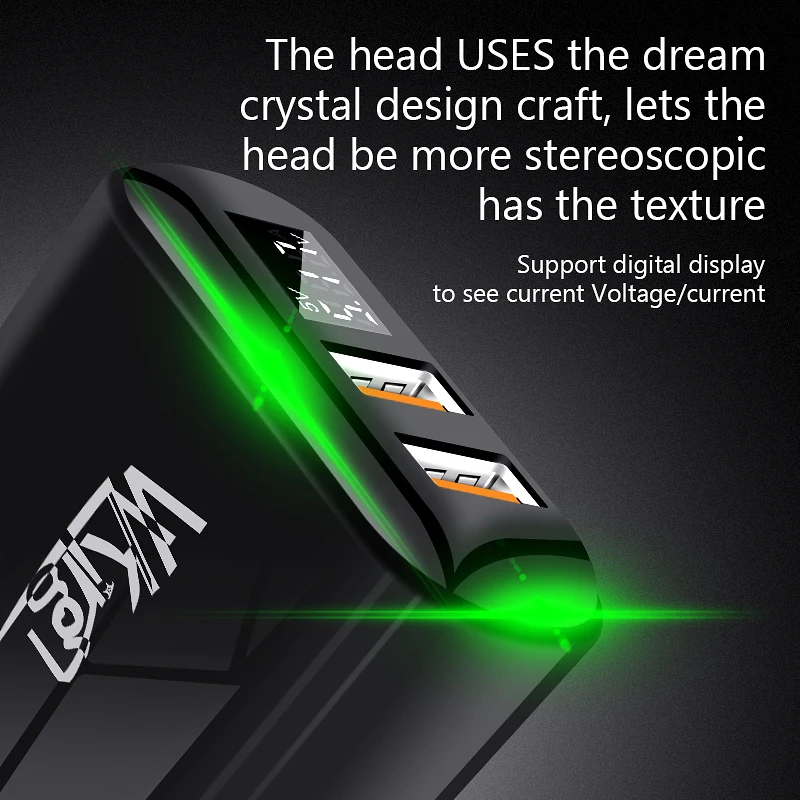 VVKing 2 USB зарядное устройство Quick Charge 3,0 18 Вт быстрое зарядное устройство HD Smart display EU Разъем для iPhone X samsung Xiaomi huawei QC3.0 зарядное устройство