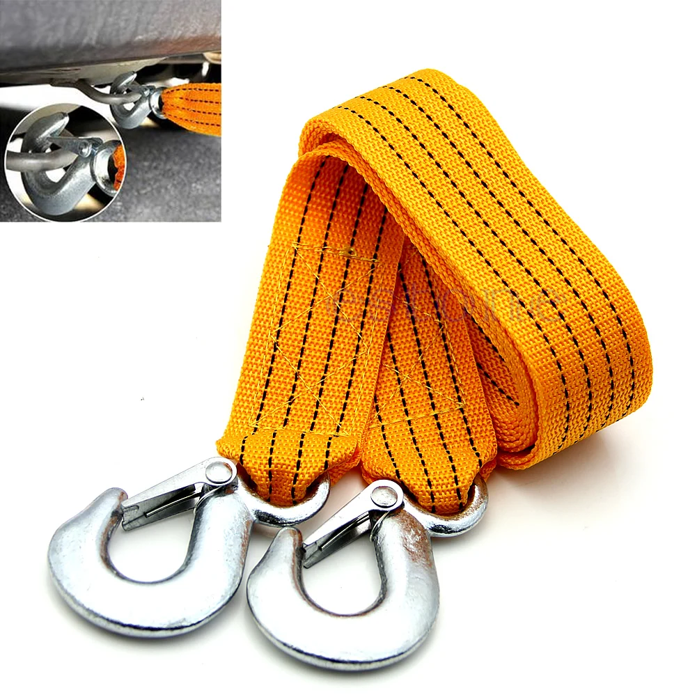 

2021 New 3 Tons Car Auto Tow Cable Towing Strap Rope With Hooks Emergency Heavy Duty