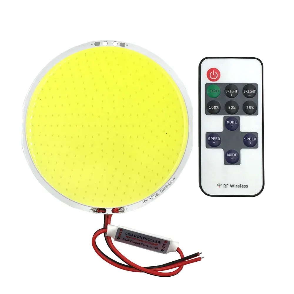 DC12V затемнения круглый COB светодиодный светильник Панель светильники 12V 50W Светодиодный лампа с диммером Синий Теплый Холодный белый Цвет Алюминий плата COB 108 мм