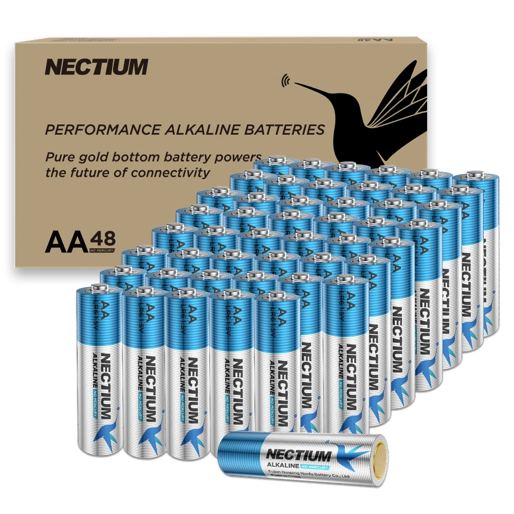 

AA 1.5-volt Non-rechargeable Performance alkaline Pure-Gold-Bottom Batteries AA Alkaline Batteries 48 Count