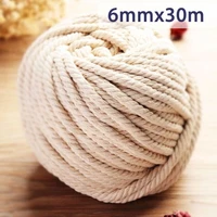 30 metersroll 6mm shares twisted 100 cotton cords twisted cotton rope for bag home decor diy home textile accessories