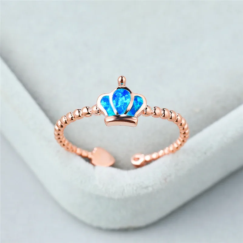 Милые женские обручальные кольца с голубым опалом очаровательные Регулируемые