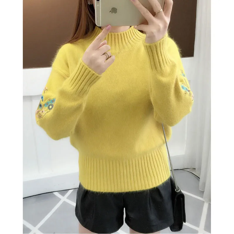 

Женский свитер, весенне-осенний Новый толстый свитер с высоким воротником, короткий модный джемпер, вязаный пуловер, дикий свитер, A187