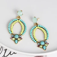 wholesale jujia bohemian drop earrings vintage ethnic style dangle earrings for women retro big earrings fashion jewelry
