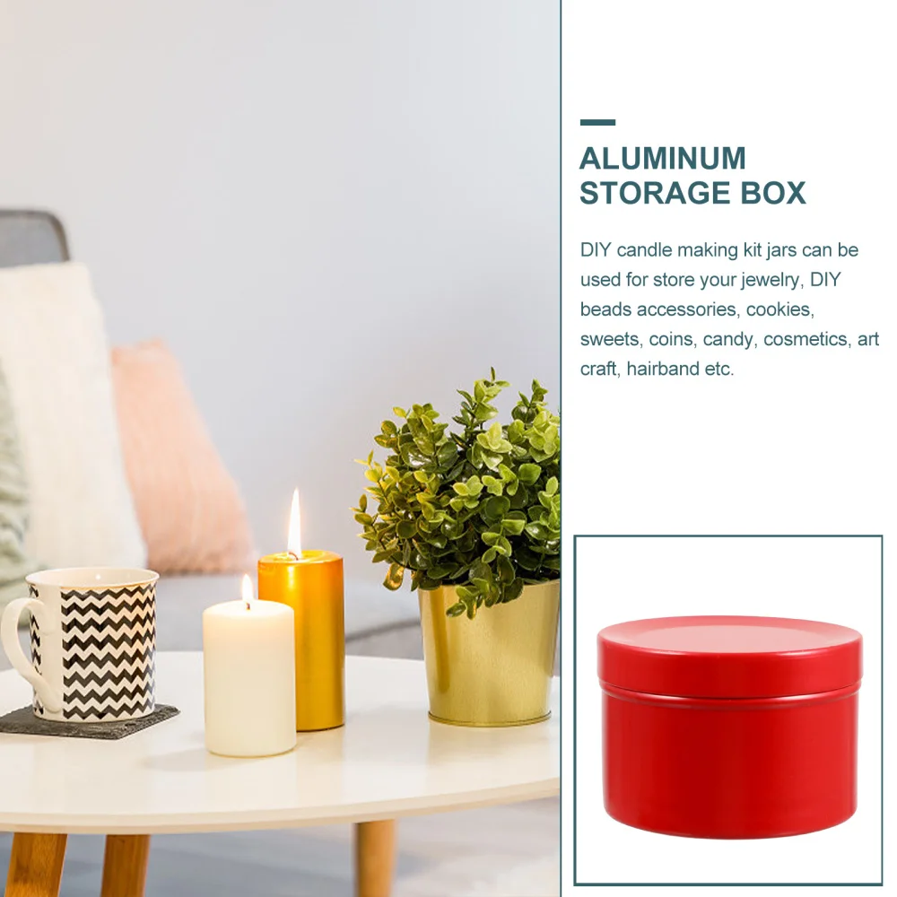 

8pcs Simple Round Storage Boxes Aluminum Jars Sundries Storage Containers